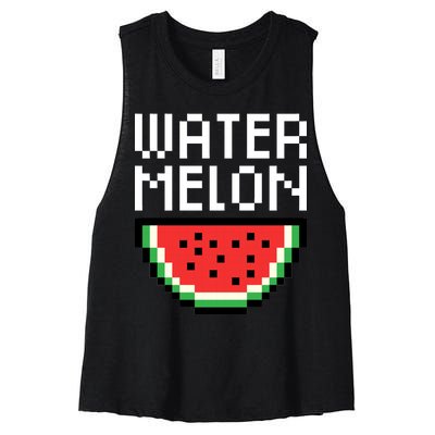 Watermelon Pixelated Retro Women's Racerback Cropped Tank