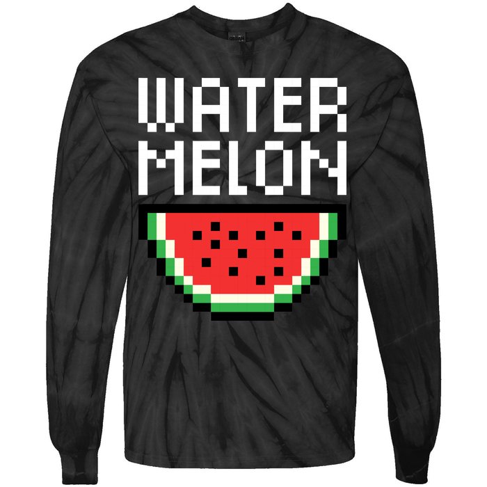 Watermelon Pixelated Retro Tie-Dye Long Sleeve Shirt