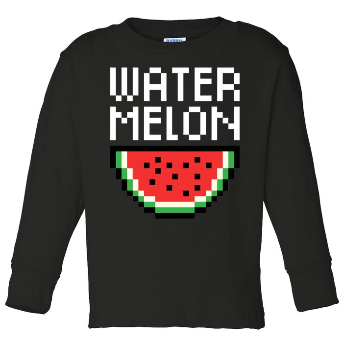 Watermelon Pixelated Retro Toddler Long Sleeve Shirt