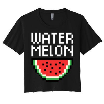 Watermelon Pixelated Retro Women's Crop Top Tee