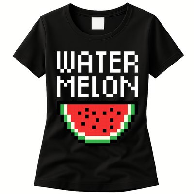 Watermelon Pixelated Retro Womens T-Shirt