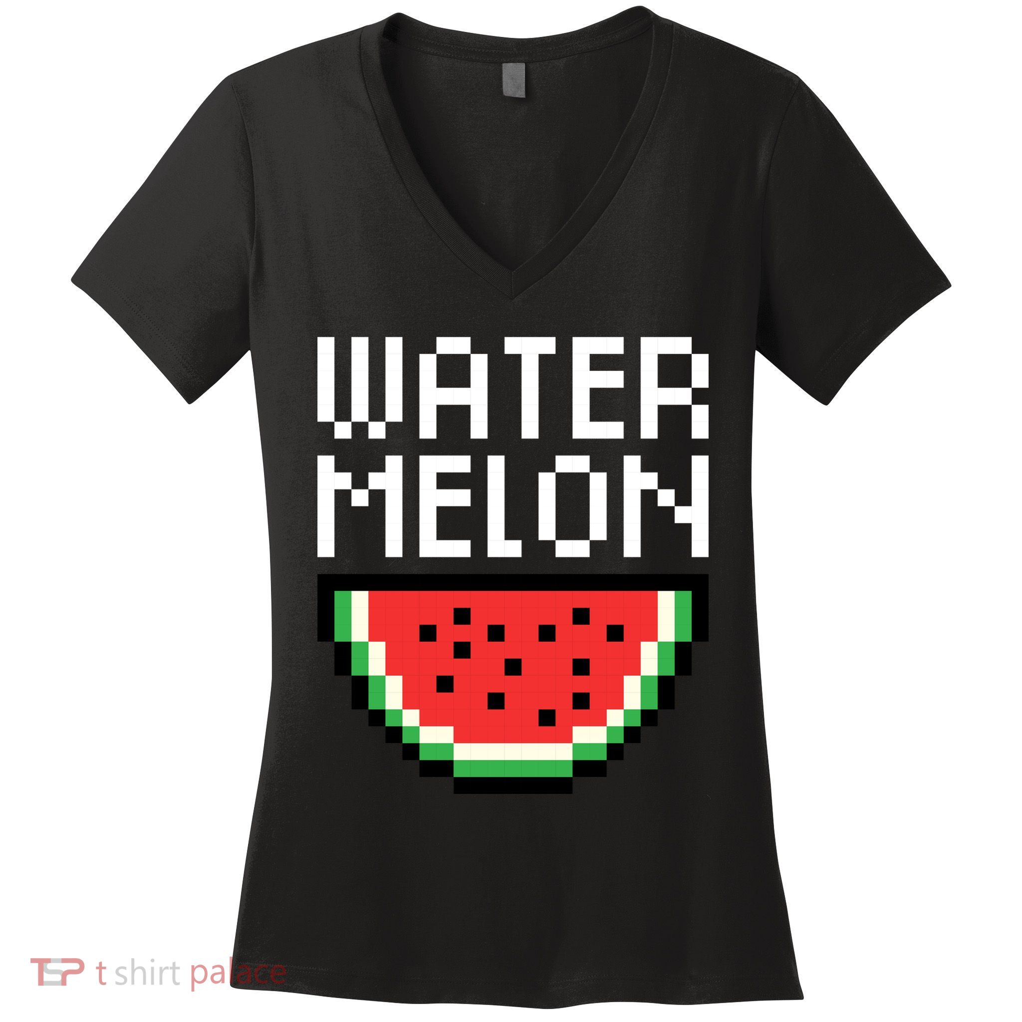 Watermelon Pixelated Retro Women's V-Neck T-Shirt