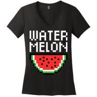 Watermelon Pixelated Retro Women's V-Neck T-Shirt