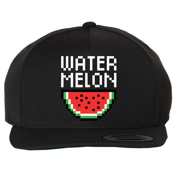 Watermelon Pixelated Retro Wool Snapback Cap