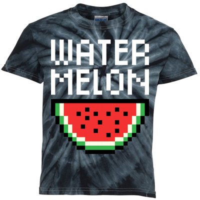 Watermelon Pixelated Retro Kids Tie-Dye T-Shirt