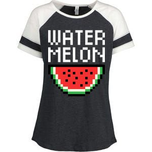 Watermelon Pixelated Retro Enza Ladies Jersey Colorblock Tee