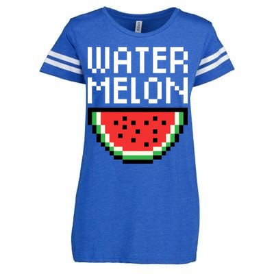 Watermelon Pixelated Retro Enza Ladies Jersey Football T-Shirt