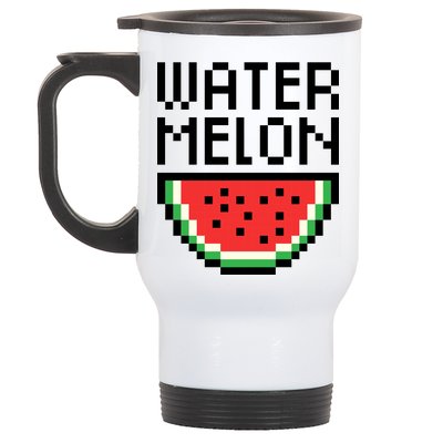 Watermelon Pixelated Retro Stainless Steel Travel Mug