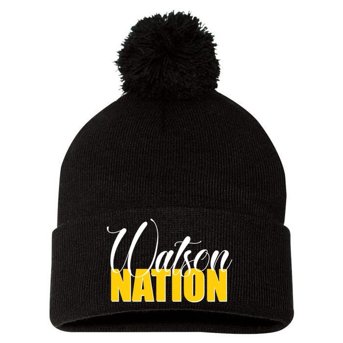 Watson Nation Pom Pom 12in Knit Beanie