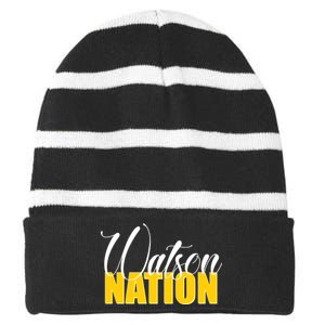 Watson Nation Striped Beanie with Solid Band