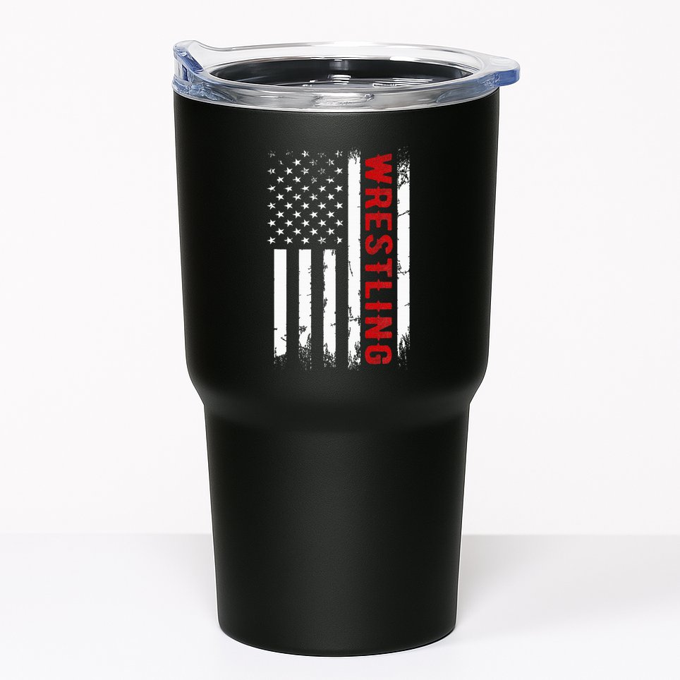 Wrestling American Usa Flag Tumbler