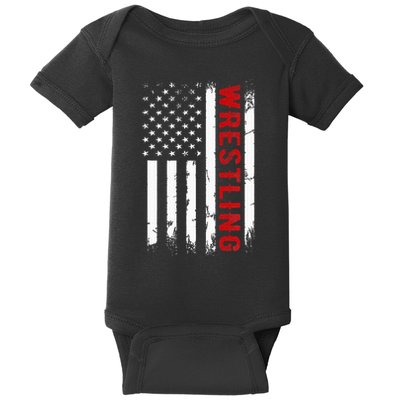 Wrestling American Usa Flag Baby Bodysuit