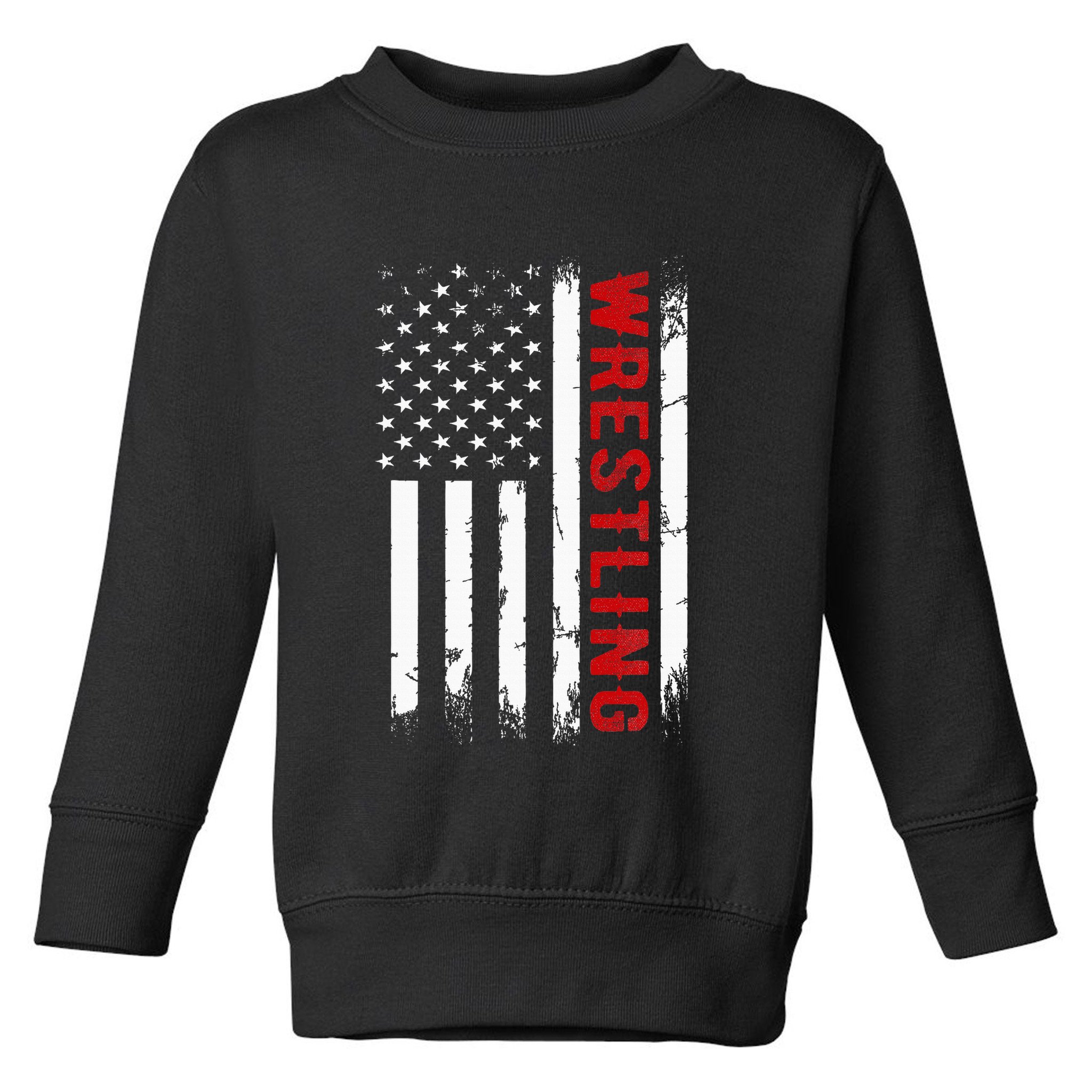 Wrestling American Usa Flag Toddler Sweatshirt