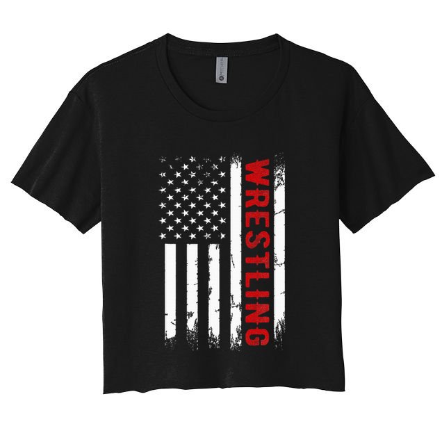 Wrestling American Usa Flag Crop Top