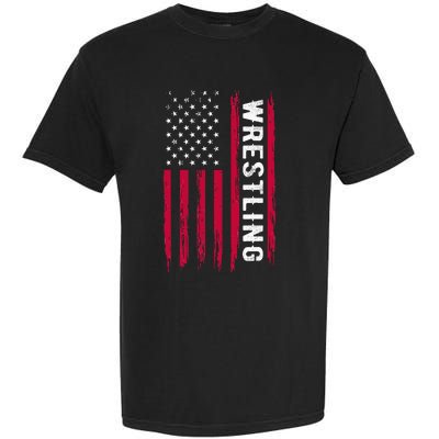 Wrestling American Usa Flag Funny Wrestle Boy Wrestling Garment-Dyed Heavyweight T-Shirt