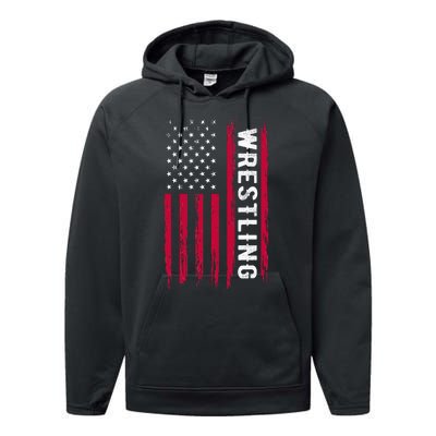 Wrestling American Usa Flag Funny Wrestle Boy Wrestling Performance Fleece Hoodie