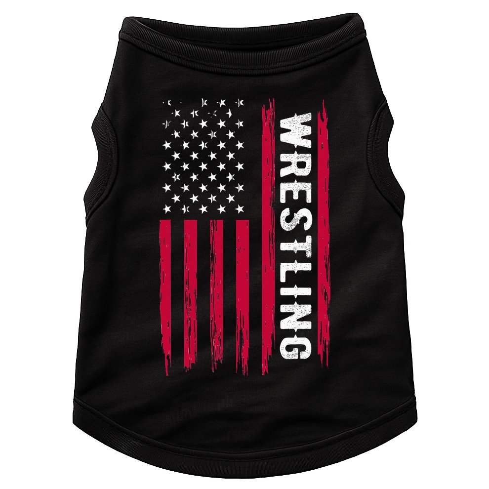 Wrestling American Usa Flag Funny Wrestle Boy Wrestling Doggie Tank