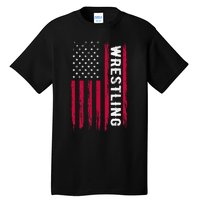 Wrestling American Usa Flag Funny Wrestle Boy Wrestling Tall T-Shirt