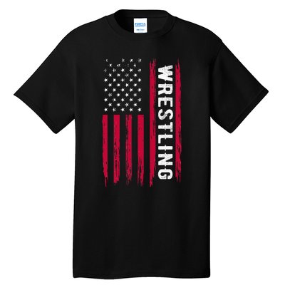 Wrestling American Usa Flag Funny Wrestle Boy Wrestling Tall T-Shirt