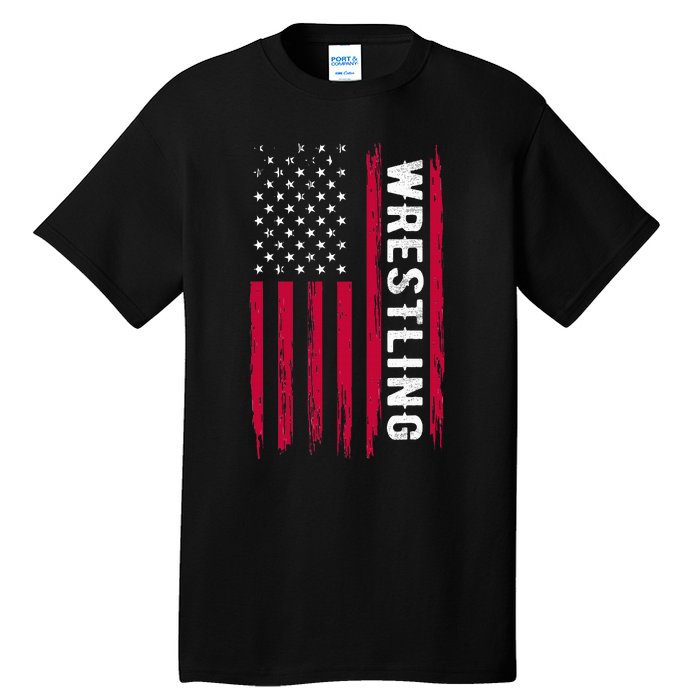 Wrestling American Usa Flag Funny Wrestle Boy Wrestling Tall T-Shirt