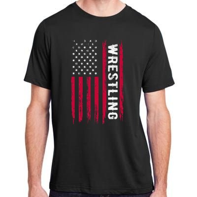 Wrestling American Usa Flag Funny Wrestle Boy Wrestling Adult ChromaSoft Performance T-Shirt