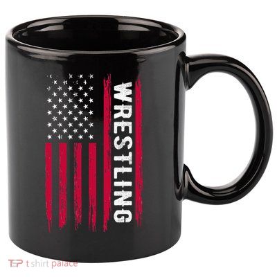 Wrestling American Usa Flag Funny Wrestle Boy Wrestling 11oz C Handle Ceramic Mug