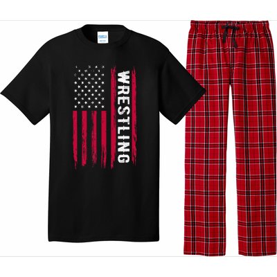 Wrestling American Usa Flag Funny Wrestle Boy Wrestling Pajama Set