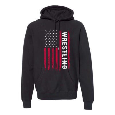 Wrestling American Usa Flag Funny Wrestle Boy Wrestling Premium Hoodie