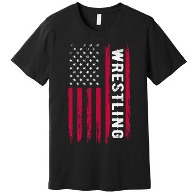 Wrestling American Usa Flag Funny Wrestle Boy Wrestling Premium T-Shirt