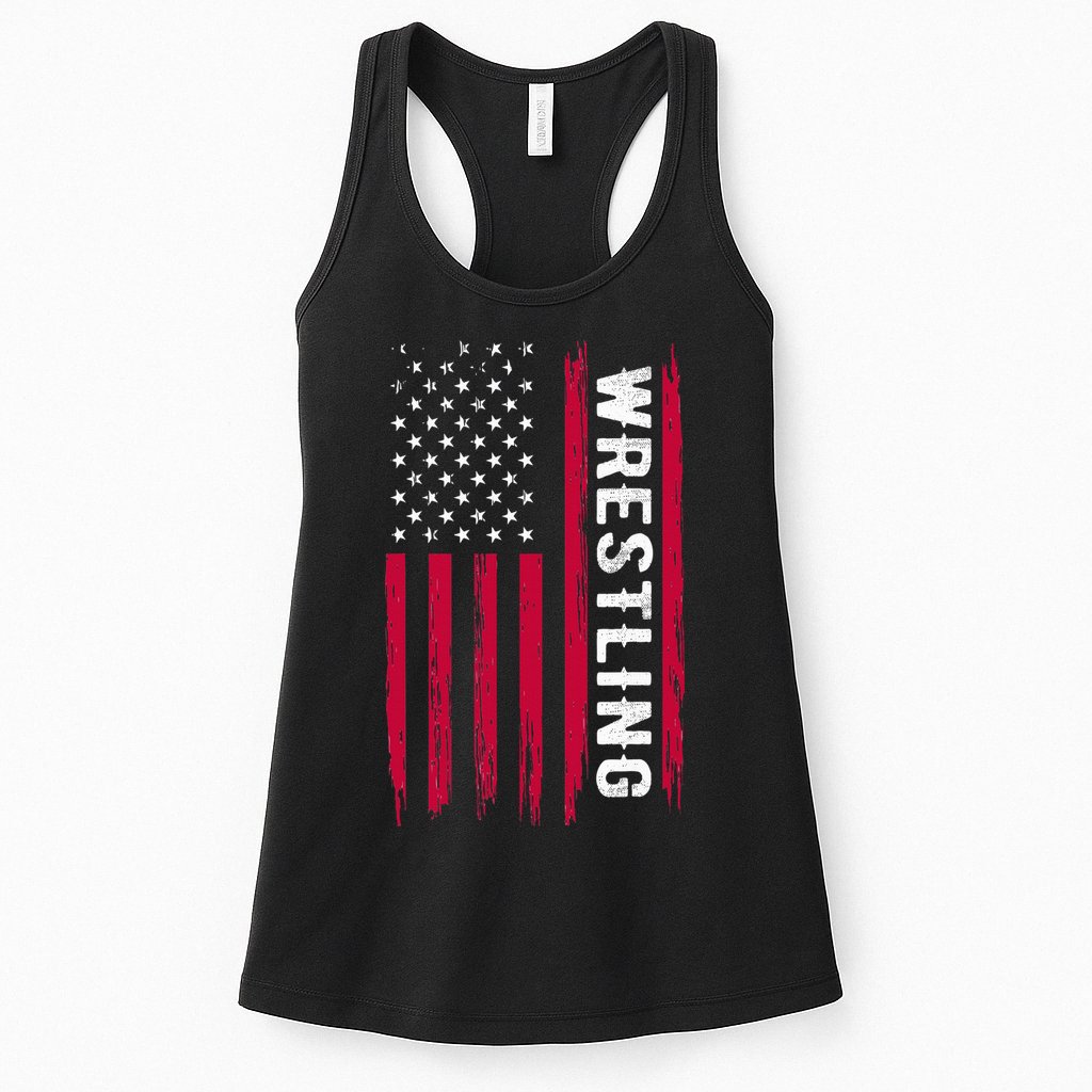 Wrestling American Usa Flag Funny Wrestle Boy Wrestling Womens Tank Top