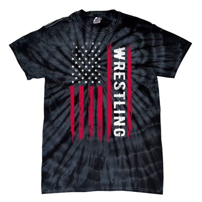 Wrestling American Usa Flag Funny Wrestle Boy Wrestling Tie-Dye T-Shirt