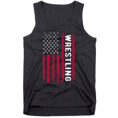 Wrestling American Usa Flag Funny Wrestle Boy Wrestling Tank Top