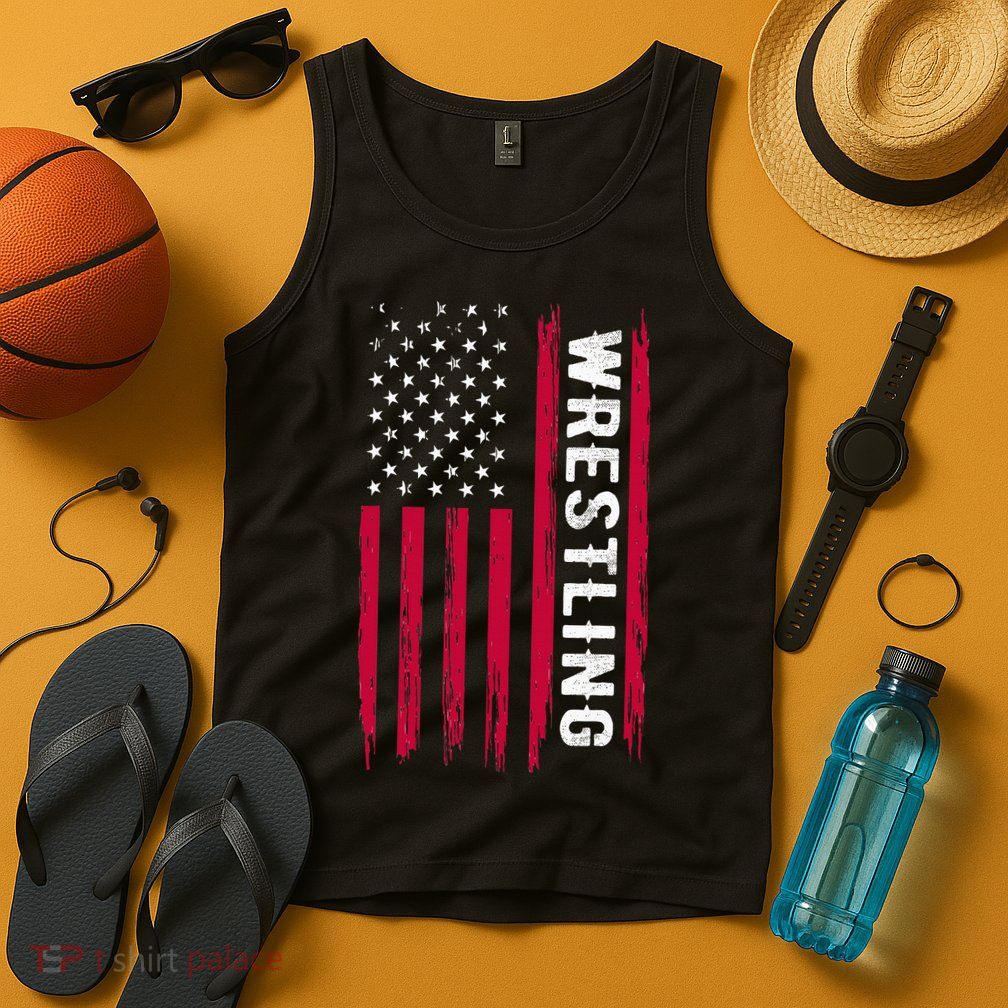 Wrestling American Usa Flag Funny Wrestle Boy Wrestling Tank Top