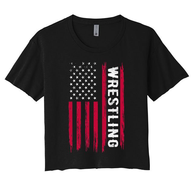 Wrestling American Usa Flag Funny Wrestle Boy Wrestling Crop Top