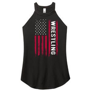 Wrestling American Usa Flag Funny Wrestle Boy Wrestling Women's Perfect Tri Rocker Tank