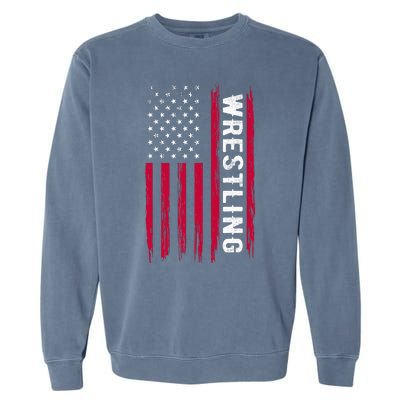 Wrestling American Usa Flag Funny Wrestle Boy Wrestling Garment-Dyed Sweatshirt