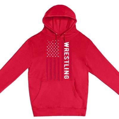 Wrestling American Usa Flag Funny Wrestle Boy Wrestling Premium Pullover Hoodie