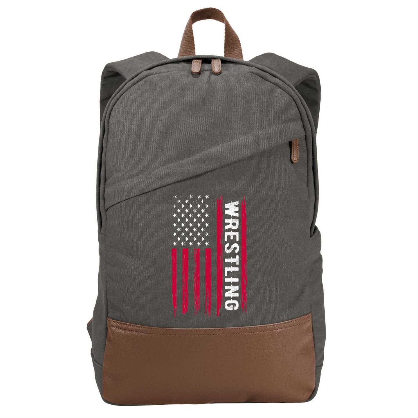 Wrestling American Usa Flag Funny Wrestle Boy Wrestling Cotton Canvas Backpack