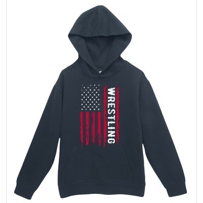 Wrestling American Usa Flag Funny Wrestle Boy Wrestling Urban Pullover Hoodie