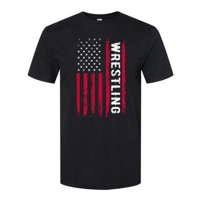 Wrestling American Usa Flag Funny Wrestle Boy Wrestling Softstyle CVC T-Shirt