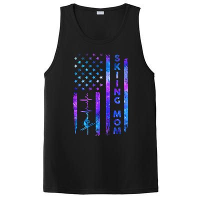 Wo American Us Flag Skiing Mom Galaxy Space Patriotic Gift PosiCharge Competitor Tank