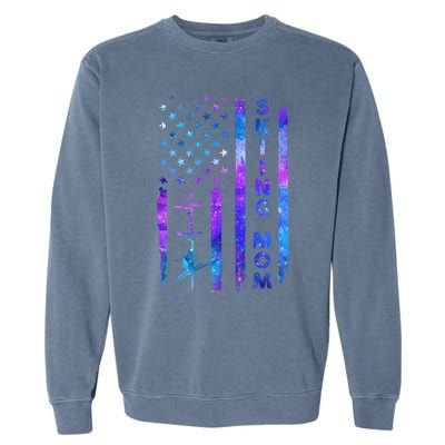 Wo American Us Flag Skiing Mom Galaxy Space Patriotic Gift Garment-Dyed Sweatshirt