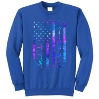 Wo American Us Flag Skiing Mom Galaxy Space Patriotic Gift Sweatshirt