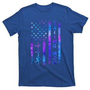 Wo American Us Flag Skiing Mom Galaxy Space Patriotic Gift T-Shirt