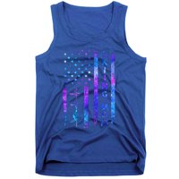 Wo American Us Flag Skiing Mom Galaxy Space Patriotic Gift Tank Top