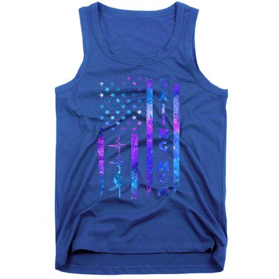 Wo American Us Flag Skiing Mom Galaxy Space Patriotic Gift Tank Top