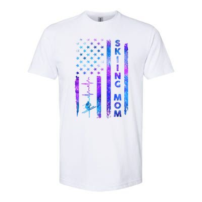 Wo American Us Flag Skiing Mom Galaxy Space Patriotic Gift Softstyle CVC T-Shirt