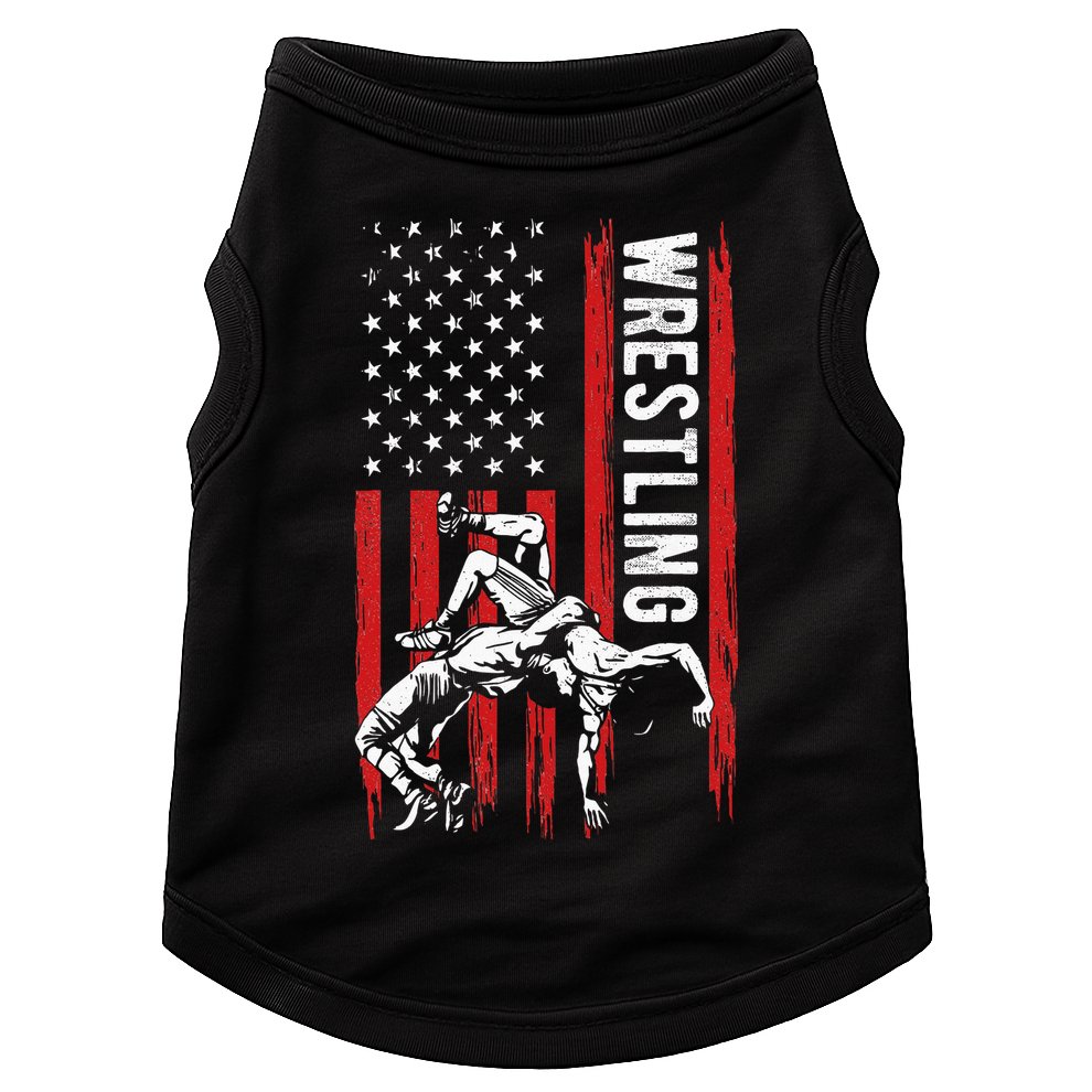 Wrestling American Usa Flag Funny Wrestle Wrestling Doggie Tank