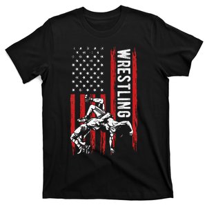 Wrestling American Usa Flag Funny Wrestle Wrestling T-Shirt