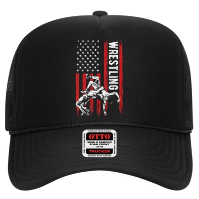 Wrestling American Usa Flag Funny Wrestle Wrestling Trucker Hat
